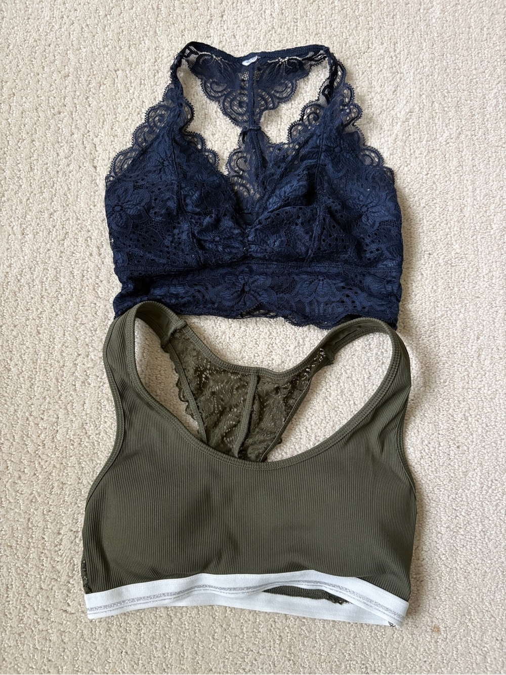 Women’s Size XS Bralette Set in Navy and Green